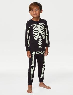 Çocuk Siyah Saf Pamuklu Uzun Kollu Pijama Takımı (3-16 Yaş)