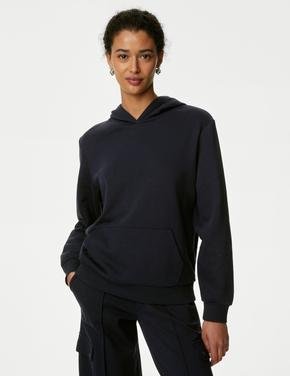 Kadın Lacivert Regular Fit Kapüşonlu Sweatshirt