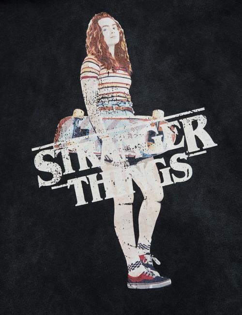 Gri Stranger Things™ Kapüşonlu Sweatshirt (6-16 Yaş)