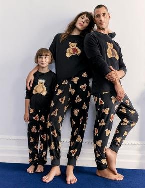 Kadın Gri Saf Pamuklu Spencer Bear™ Pijama Takımı