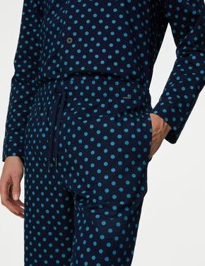 Erkek Lacivert Regular Fit Desenli Pijama Altı