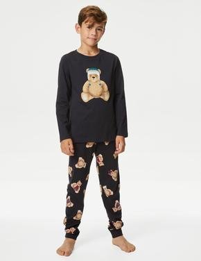 Çocuk Gri Saf Pamuklu Spencer Bear™ Pijama Takımı (1-16 Yaş)