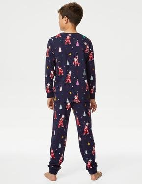Çocuk Lacivert Saf Pamuklu Yılbaşı Temalı Pijama Takımı (1-16 Yaş)