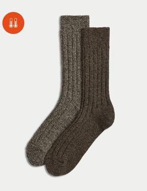 Erkek Kahverengi 2'li Heatgen™ Yün Termal Çorap Seti