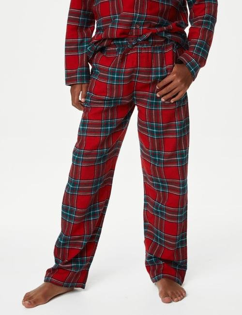 Kırmızı Saf Pamuklu Uzun Kollu Pijama Takımı (1-16 Yaş)
