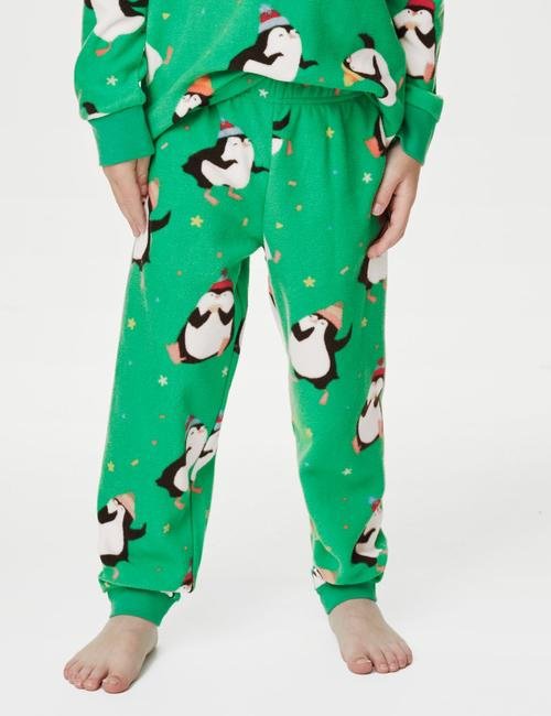 Yeşil Yılbaşı Temalı Uzun Kollu Polar Pijama Takımı (1-8 Yaş)