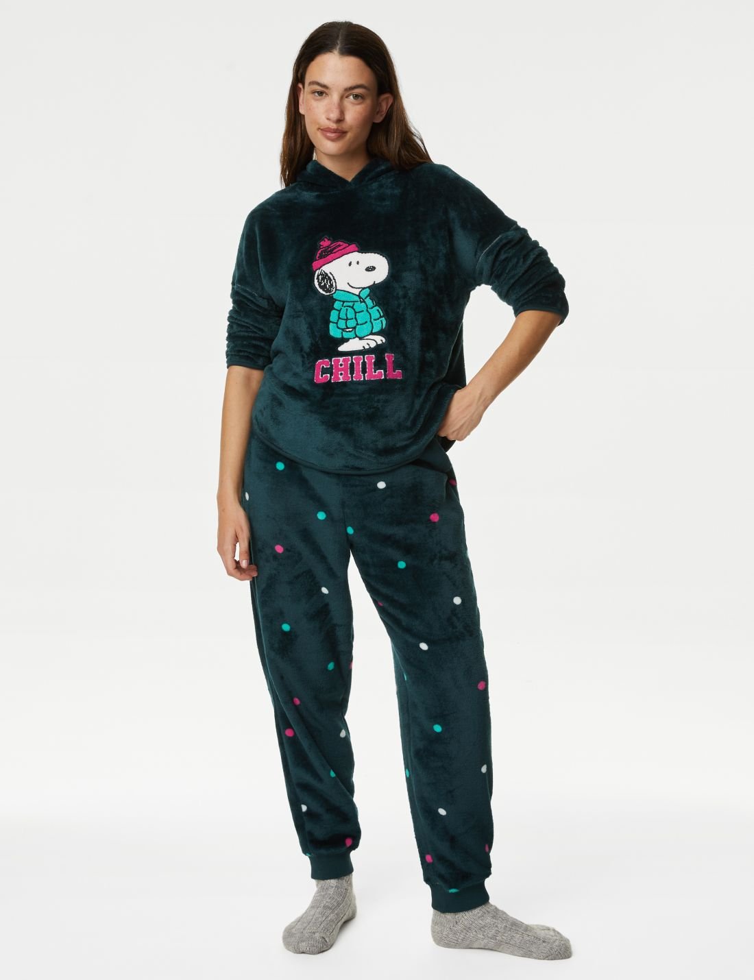Snoopy™ Kapüşonlu Polar Pijama Takımı