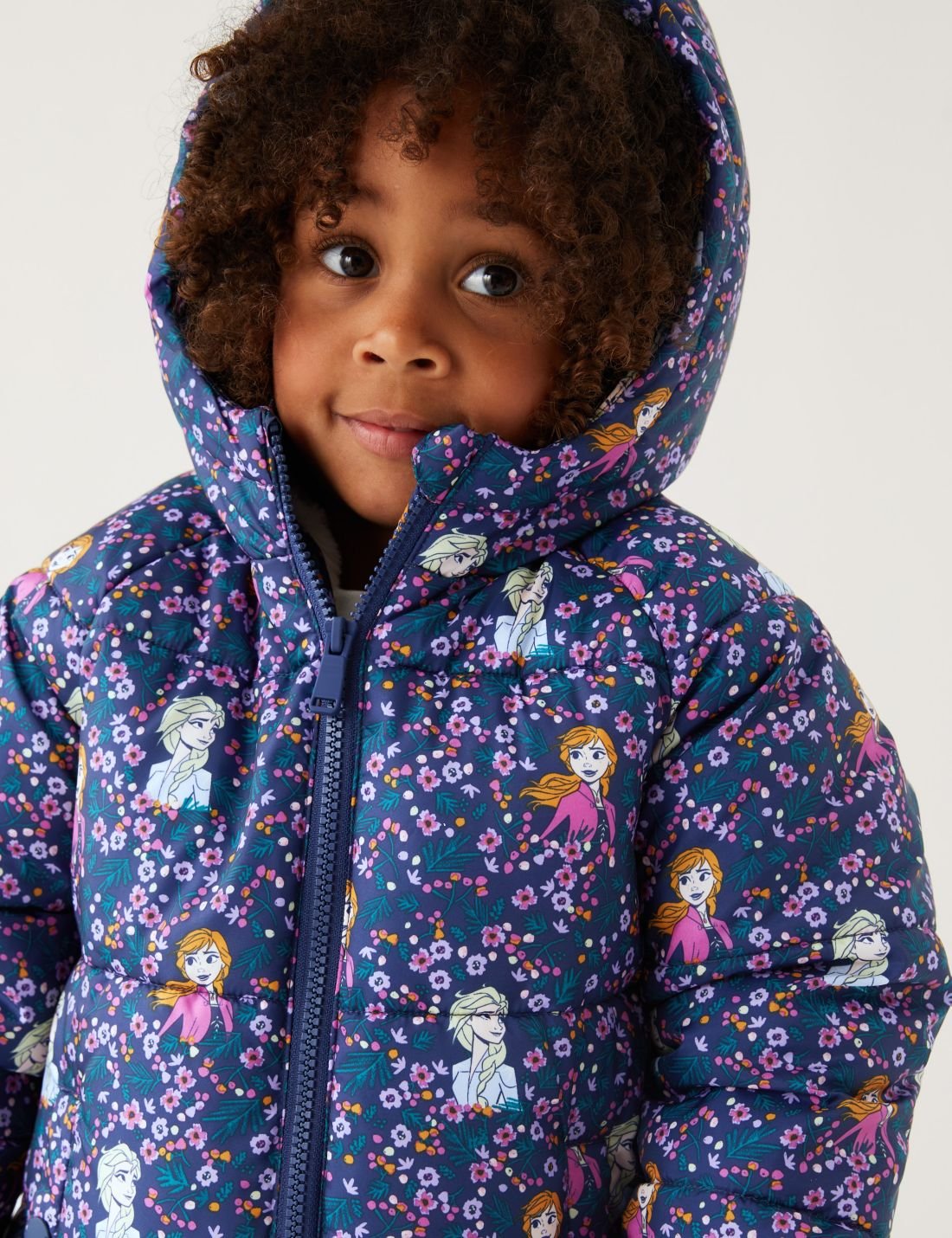 Disney Frozen™ Kapüşonlu Puffer Şişme Mont (2-7 Yaş)