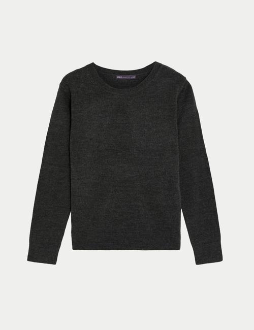 Gri Supersoft Yuvarlak Yaka Kazak