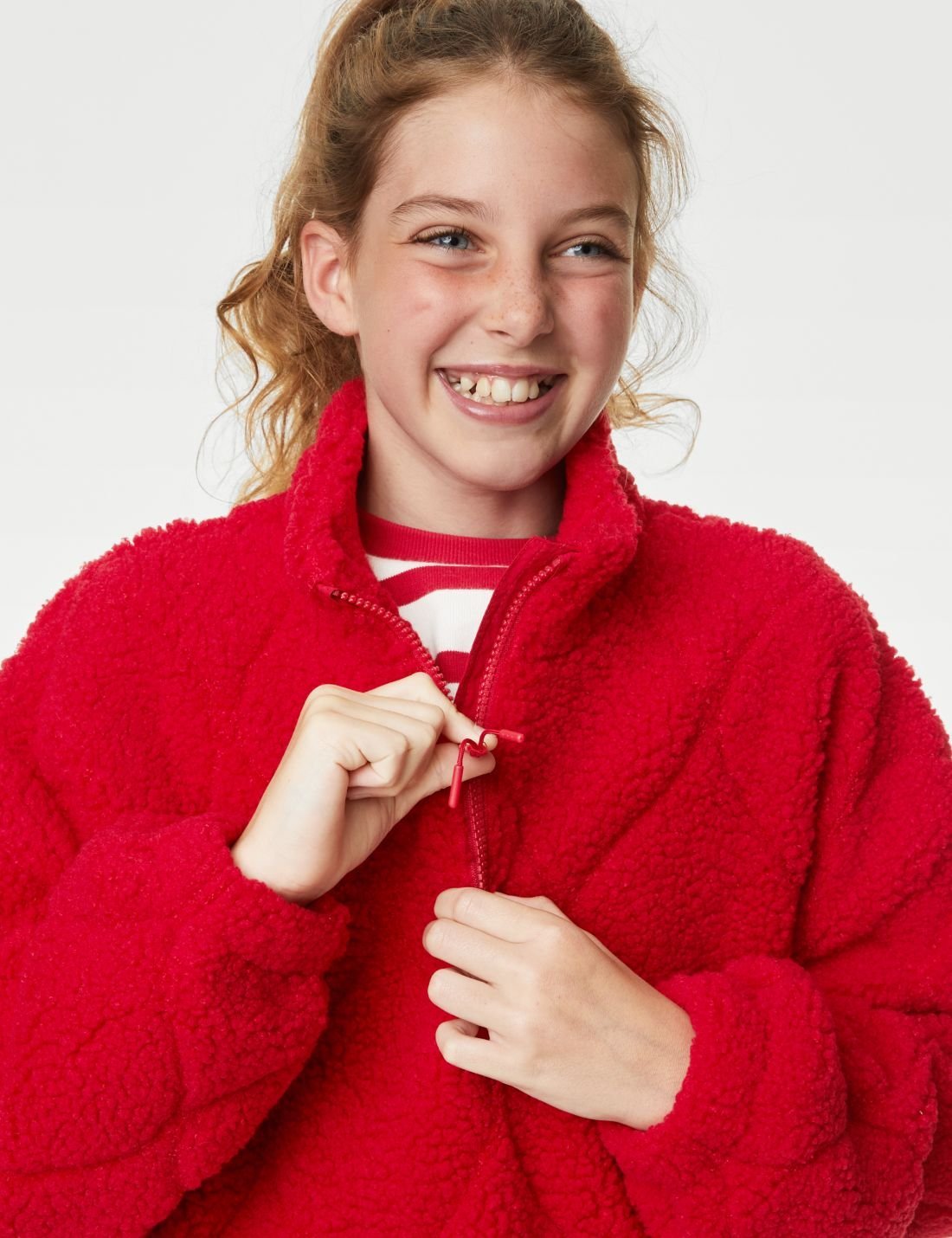 Fermuar Detaylı Borg Polar Sweatshirt (6-16 Yaş)