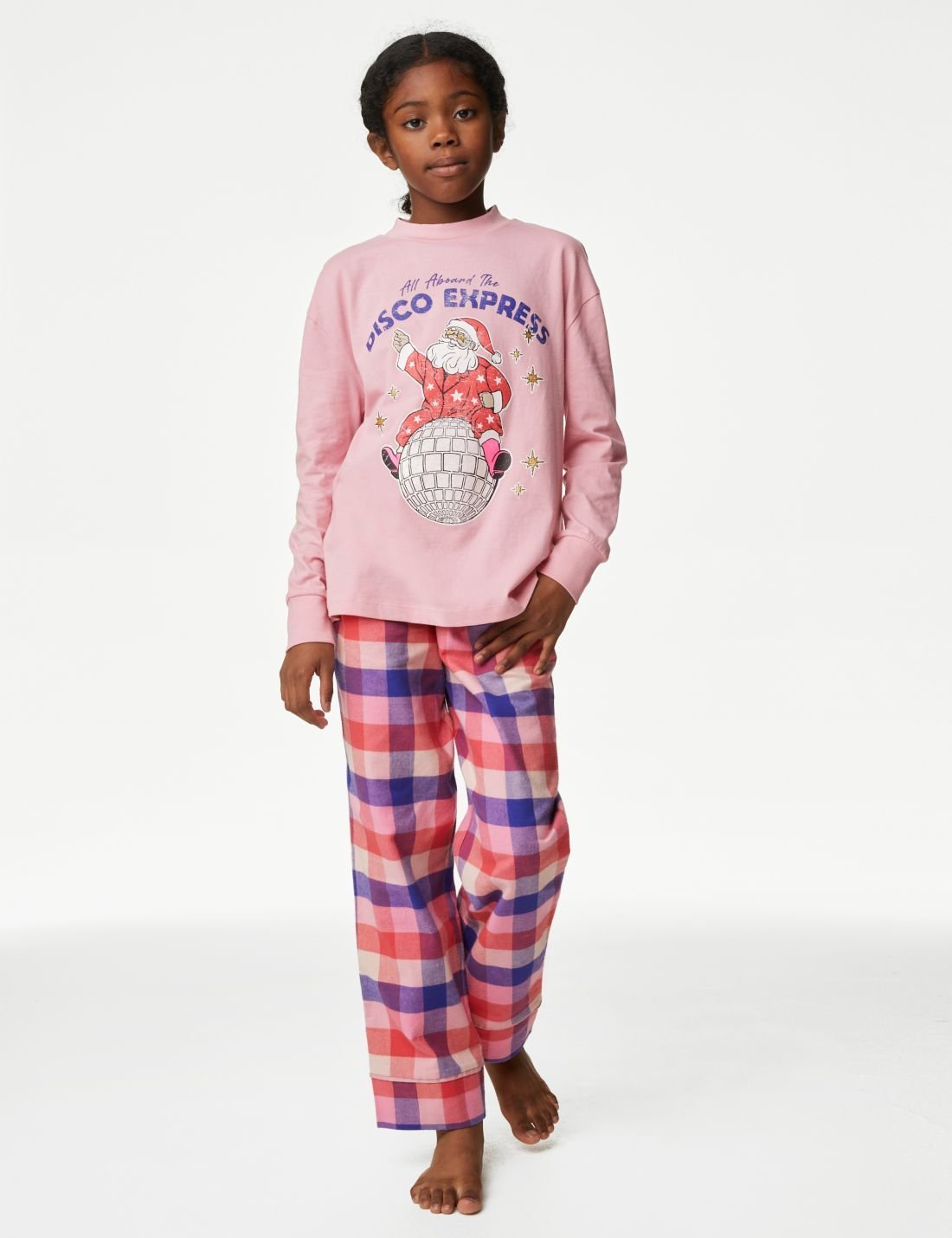 Saf Pamuklu Yılbaşı Temalı Pijama Takımı (6-16 Yaş)