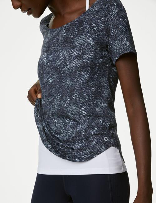Gece Laciverti 2'si1 Arada Desenli T-Shirt