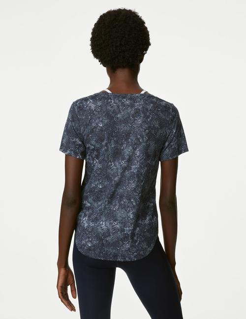 Gece Laciverti 2'si1 Arada Desenli T-Shirt