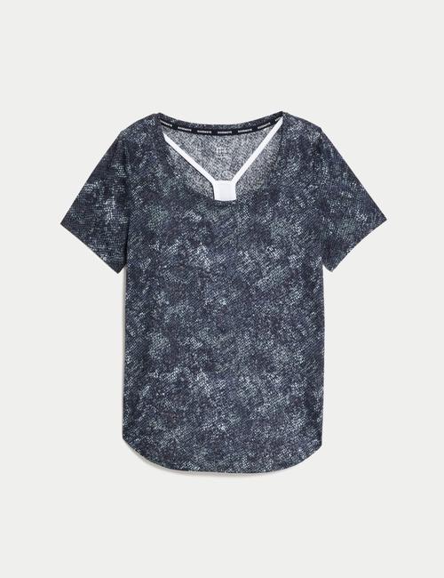 Gece Laciverti 2'si1 Arada Desenli T-Shirt