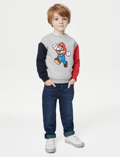 Multi Renk Super Mario™ Yuvarlak Yaka Sweatshirt (2-7 Yaş)