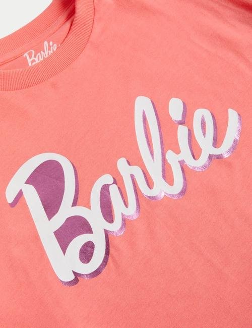 Pembe Saf Pamuklu Uzun Kollu Barbie™ T-Shirt (5-16 Yaş)