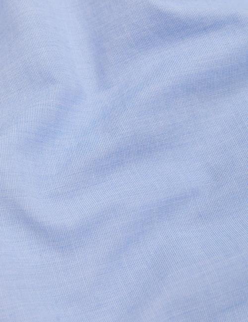Mavi Saf Pamuklu Uzun Kollu Gömlek