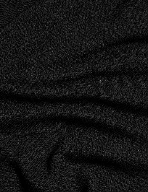 Siyah Regular Fit Midi Triko Elbise