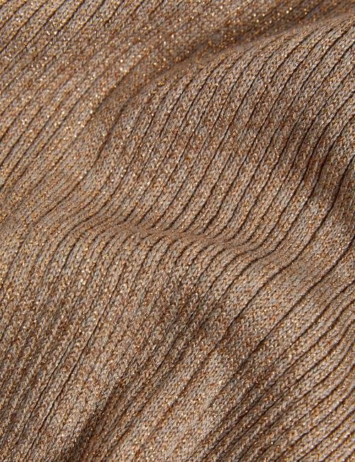 Kahverengi Sim Detaylı Uzun Kollu Örme Bluz