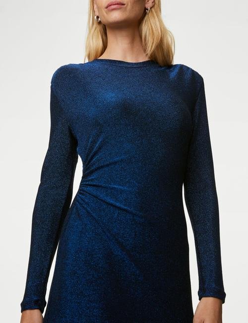 Mavi Regular Fit Sim Detaylı Midi Elbise