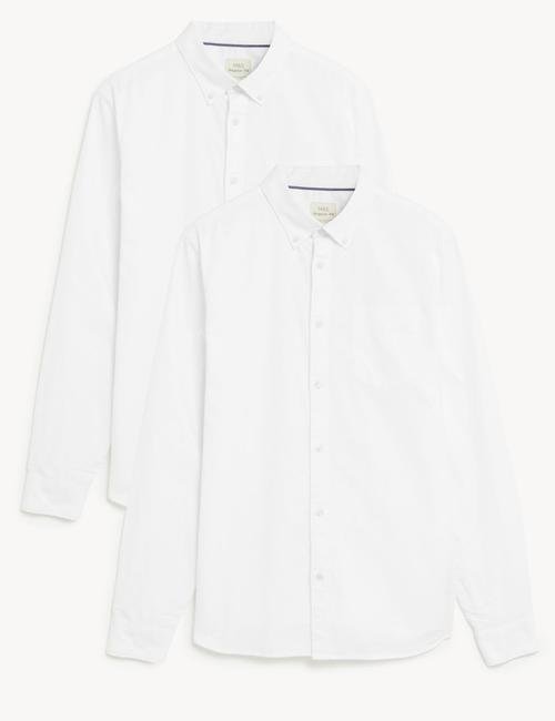 Beyaz Saf Pamuklu 2'li Regular Fit Oxford Gömlek Seti