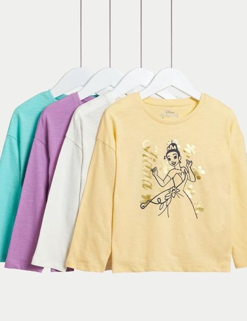 Multi Renk Saf Pamuklu 4'lü Disney Princess™ T-Shirt (2-7 Yaş)