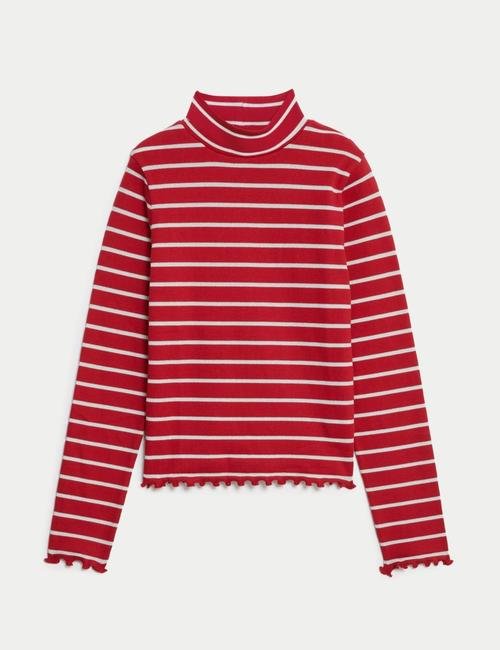 Kırmızı Çizgili Uzun Kollu T-Shirt (6-16 Yaş)