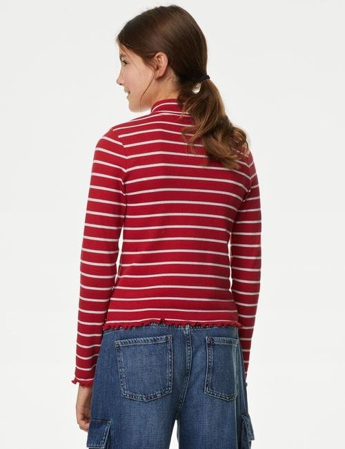 Kırmızı Çizgili Uzun Kollu T-Shirt (6-16 Yaş)