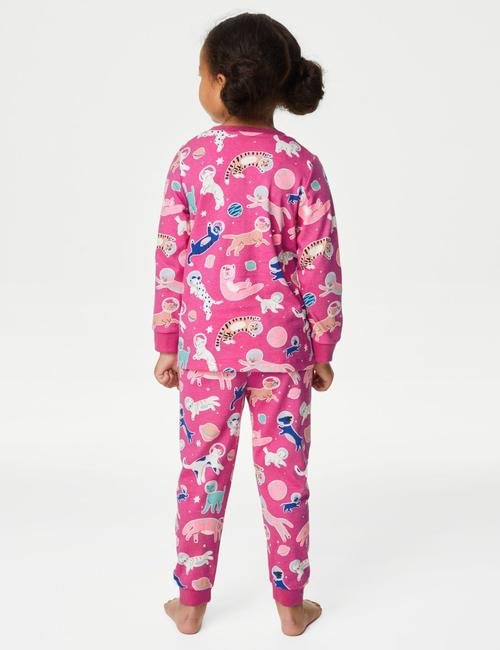 Pembe Saf Pamuklu Uzun Kollu Pijama Takımı (1-8 Yaş)