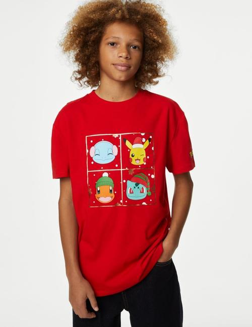 Kırmızı Saf Pamuklu Pokémon™ T-Shirt (6-16 Yaş)