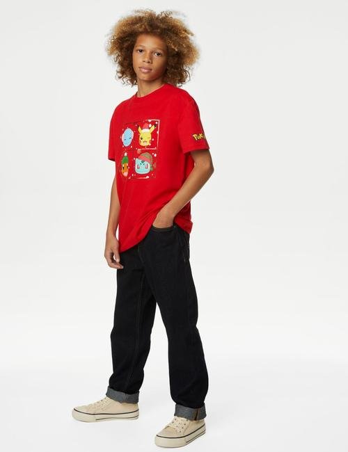 Kırmızı Saf Pamuklu Pokémon™ T-Shirt (6-16 Yaş)