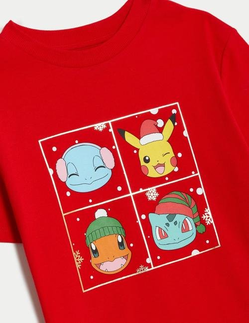 Kırmızı Saf Pamuklu Pokémon™ T-Shirt (6-16 Yaş)