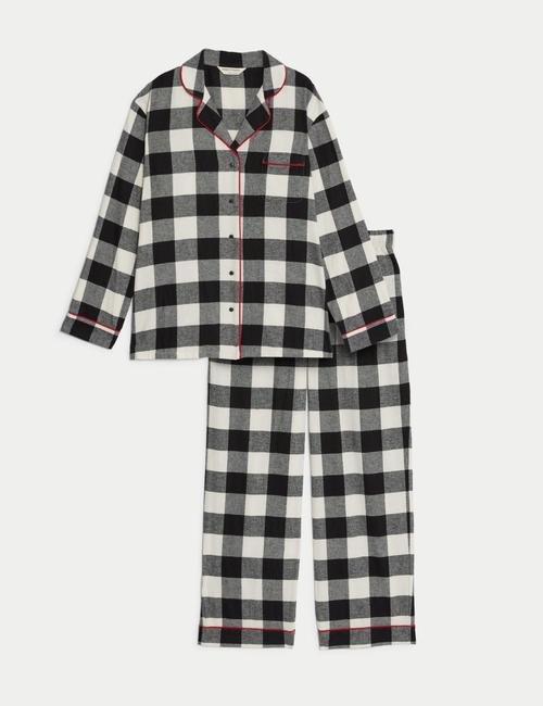 Siyah Mix Saf Pamuklu Uzun Kollu Pijama Takımı