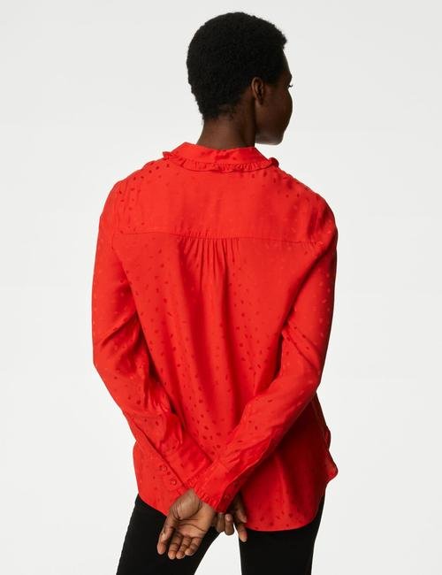 Kırmızı Regular Fit Uzun Kollu Bluz