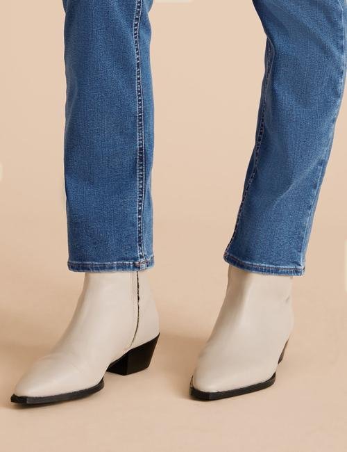 Lacivert Tencel ™ Straight Leg Jean Pantolon