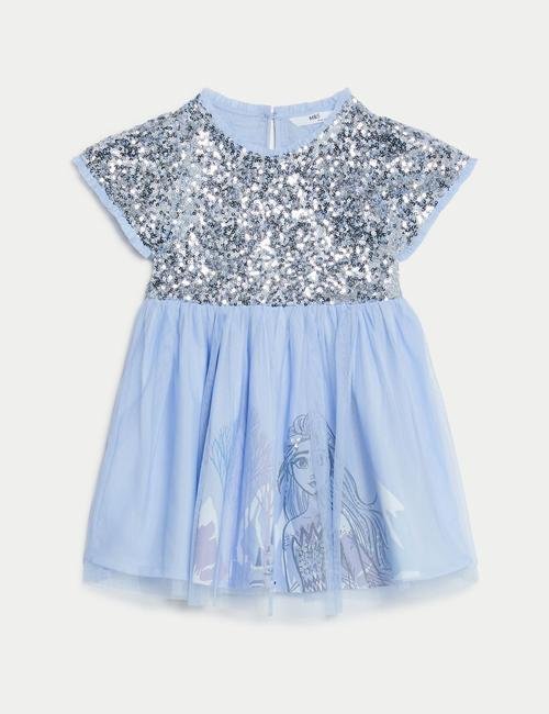 Mavi Disney Frozen™ Kısa Kollu Tütü Elbise (2-7 Yaş)