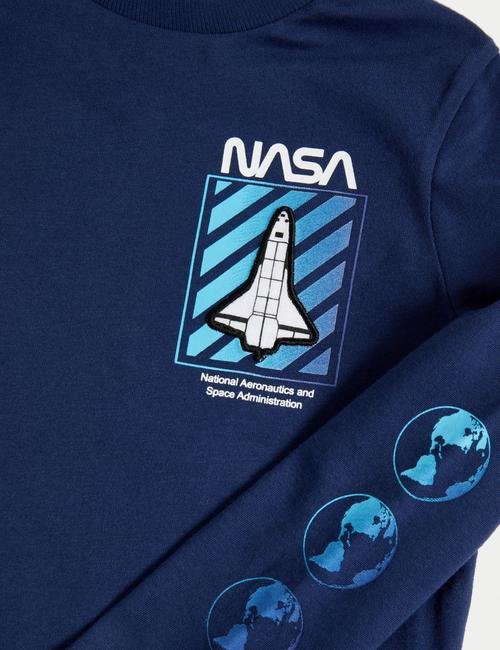 Lacivert Uzun Kollu NASA™ T-Shirt (2-7 Yaş)