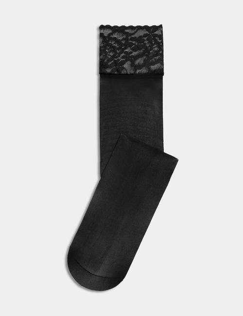 Siyah 2'li Dantel Detaylı Mat Çorap Seti