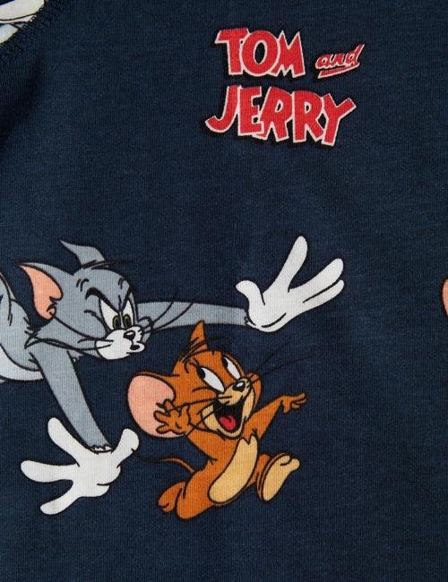 Lacivert Saf Pamuklu Tom&Jerry™ Pijama Takımı (3-16 Yaş)