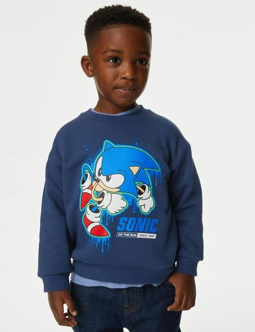 Lacivert Sonic the Hedgehog™ Yuvarlak Yaka Sweatshirt (2-7 Yaş)