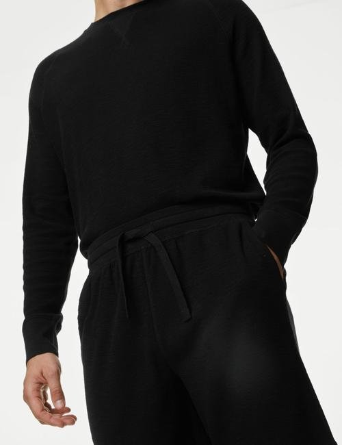 Siyah Saf Pamuklu Regular Fit Pijama Altı