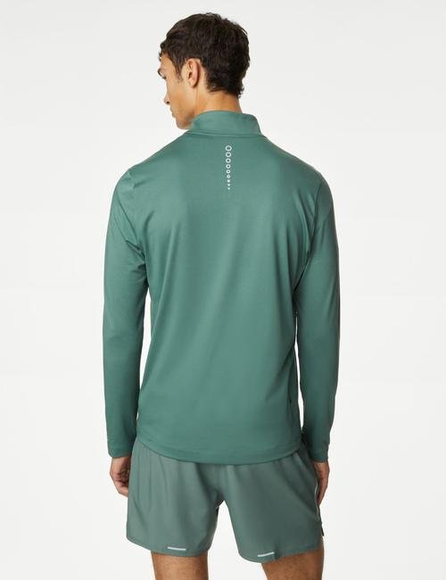Yeşil Fermuar Detaylı Uzun Kollu T-Shirt
