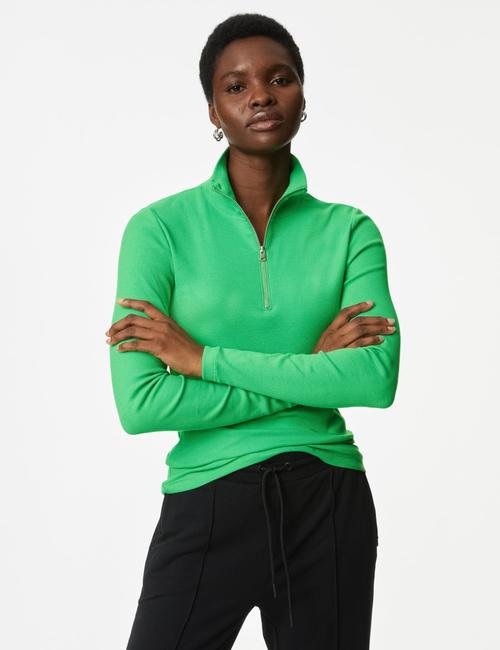 Yeşil Slim Fit Uzun Kollu T-Shirt