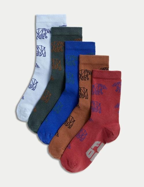 Multi Renk 5'li Ayı Desenli Çorap