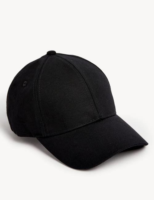Siyah Saf Pamuklu Beyzbol Şapka
