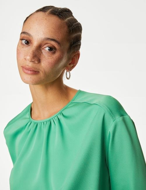 Yeşil Regular Fit Uzun Kollu Bluz