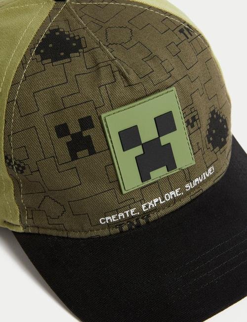 Yeşil Saf Pamuklu Minecraft™ Şapka (6-13 Yaş)