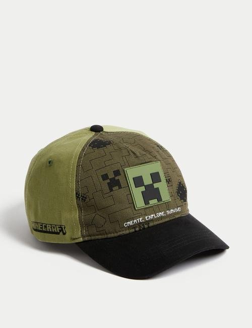 Yeşil Saf Pamuklu Minecraft™ Şapka (6-13 Yaş)