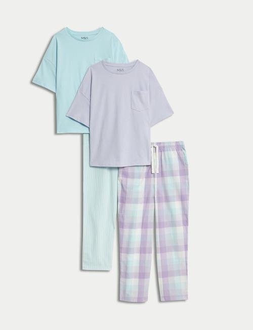 Mor 2'li Saf Pamuklu Pijama Takımı (6-16 Yaş)
