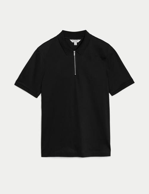 Siyah Yumuşak Dokulu Örme Polo Yaka T-Shirt